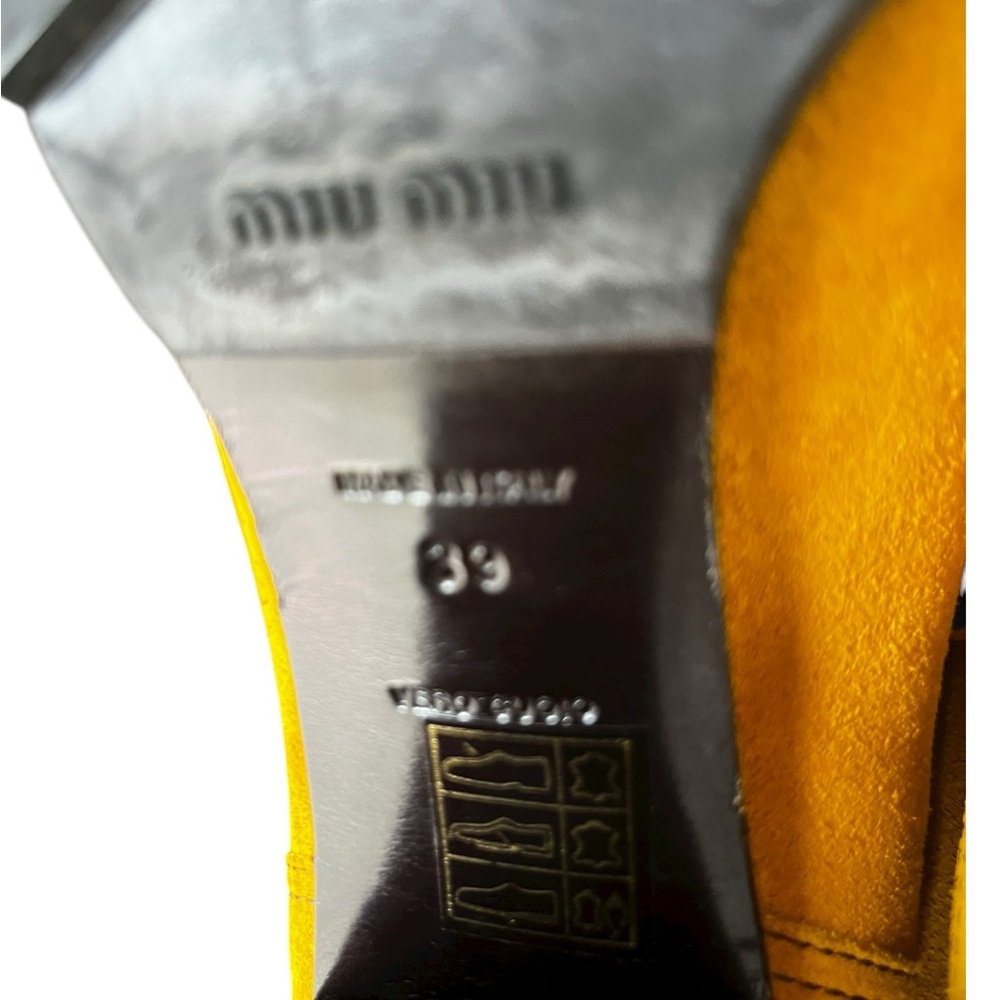 Miu Miu Yellow Suede Lace-up Booties Size 39 - Picture 9 of 11